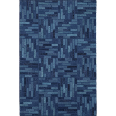 Tapis bleu en coton noué à la main