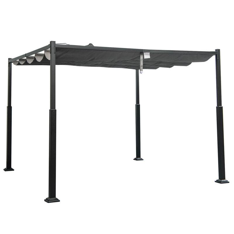 Pergola extérieure 10 pi x 10 pi avec colonnes rétractables en métal robuste Costway
