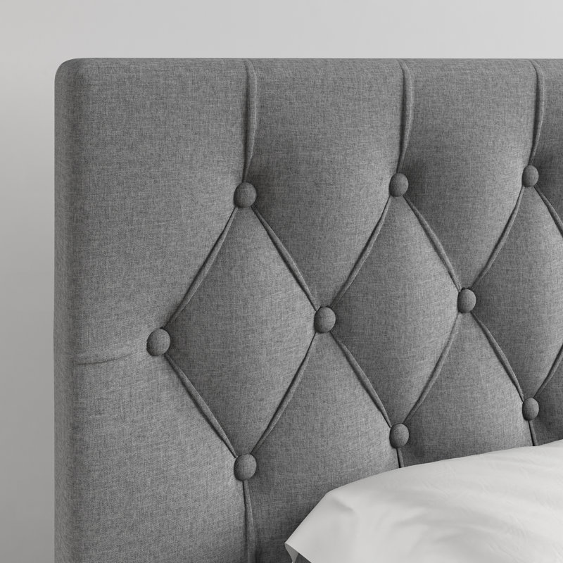 Structure de lit tapissier Salerno, Gris, Double