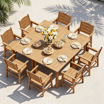 Ensembles repas d'extérieur toutes saisons - Ensembles repas d'extérieur modernes résistants à la rouille pour terrasse de jardin 4 tables et 8 chaises