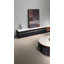 Table basse ovale extensible avec rangement caché et 2 tabourets gigognes en cuir, table d'appoint moderne à plateau coulissant avec compartiment rabattable et tiroir, table centrale en bois et en pierre pour le salon