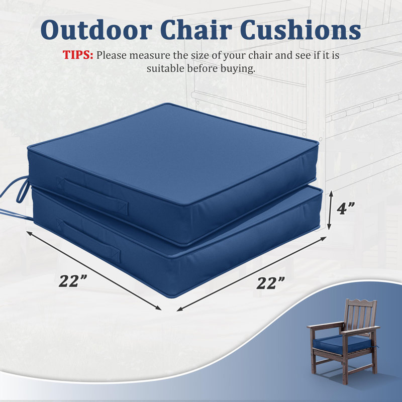 Wynee Outdoor 4” Seat Cushions And 22”X22” Outdoor Cushions Dining Seat Cushions , Blue