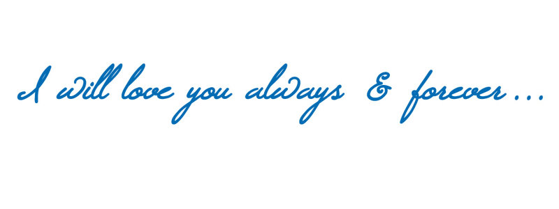 Décalcomanie murale "i love you", Bleu azur, H 3,5 po x l 30 po x P 0,01 po