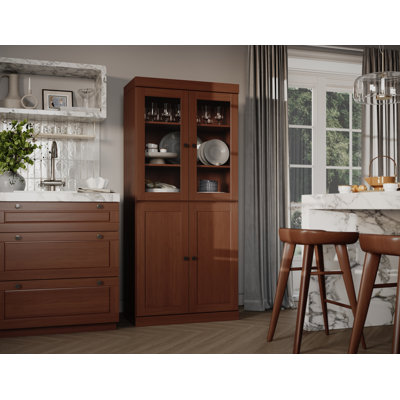 Garde-manger Palace 100% bois massif 32 po avec verre transparent, portes Shaker et tablettes réglables Palace Imports