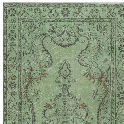 5x9.3 Ft Contemporary Handmade Turkish Wool Area Rug in Green