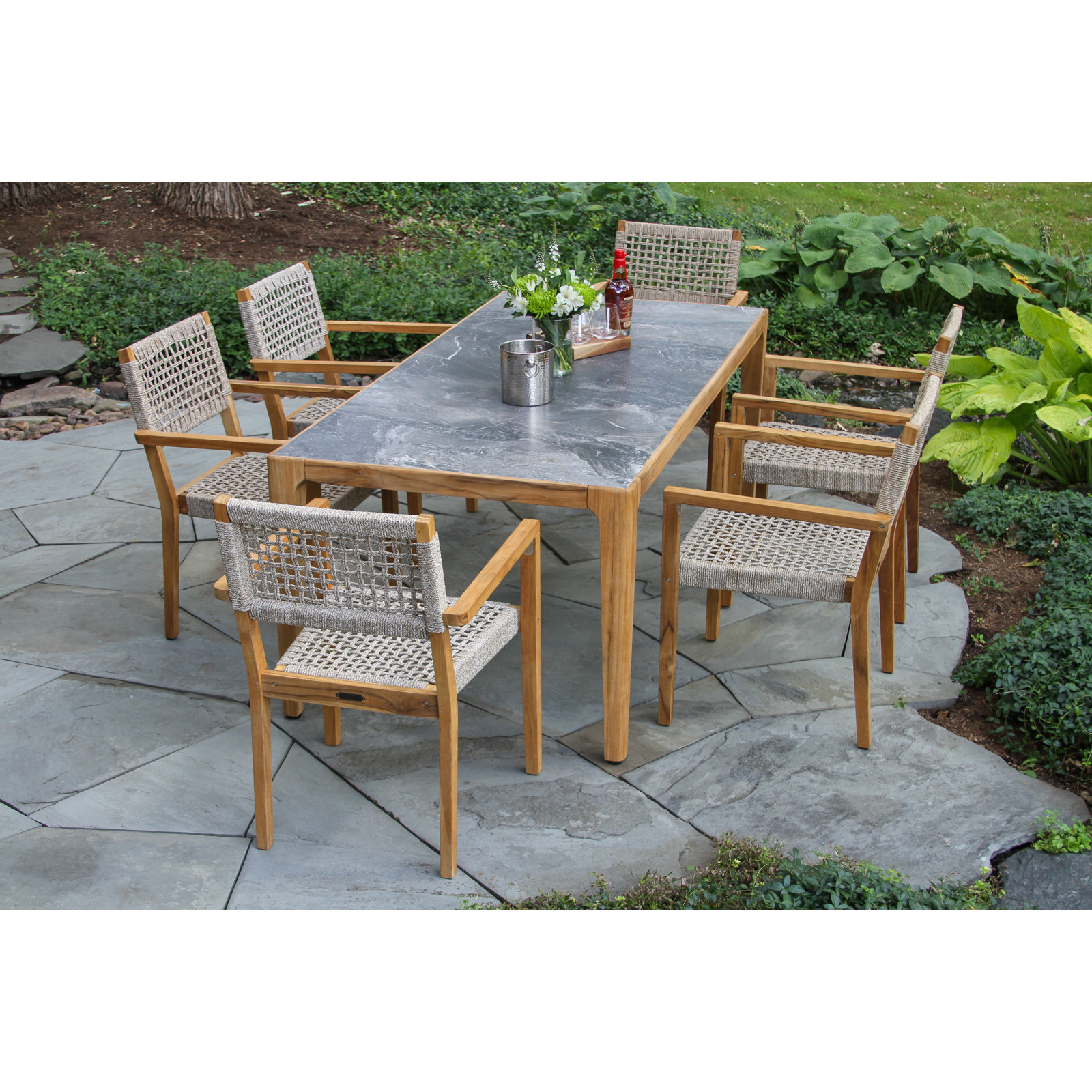 Cava 38" Patio Dining Set, Gray