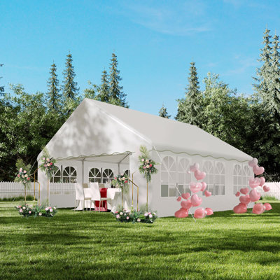 20x20 FT Heavy Duty Party Tent, Wave Edge, Waterproof Outdoor Wedding Canopy with 6 Removable Sidewalls & Windows, Commercial Event Gazebo for Reception, Festival, Backyard