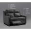 Fauteuil inclinable électrique de 55 po à trois moteurs, sans encombrement, canapé deux places en cuir avec ports USB et USB-C.-130372693