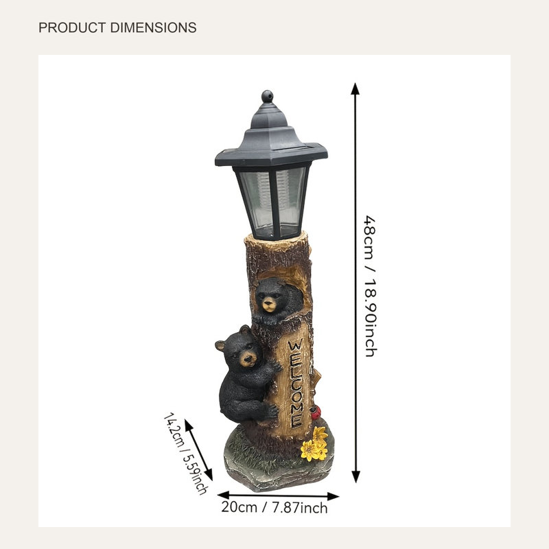 Bear Welcome Garden Statue with Solar Light, Brown