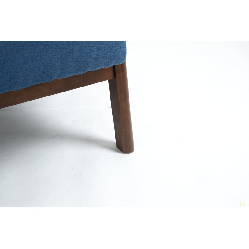 Chaise d'appoint Mid-Century moderne avec structure en bois, chaises de salon rembourrées avec coussin de taille, fauteuil de lecture pour véranda de chambre à coucher