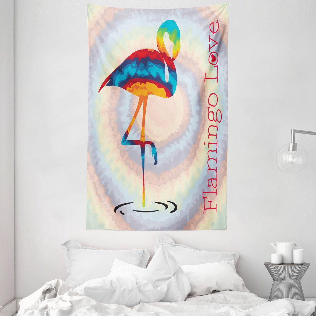 Wandteppich, Regenbogen farbige Vögel, Flamingo, Mehrfarbig