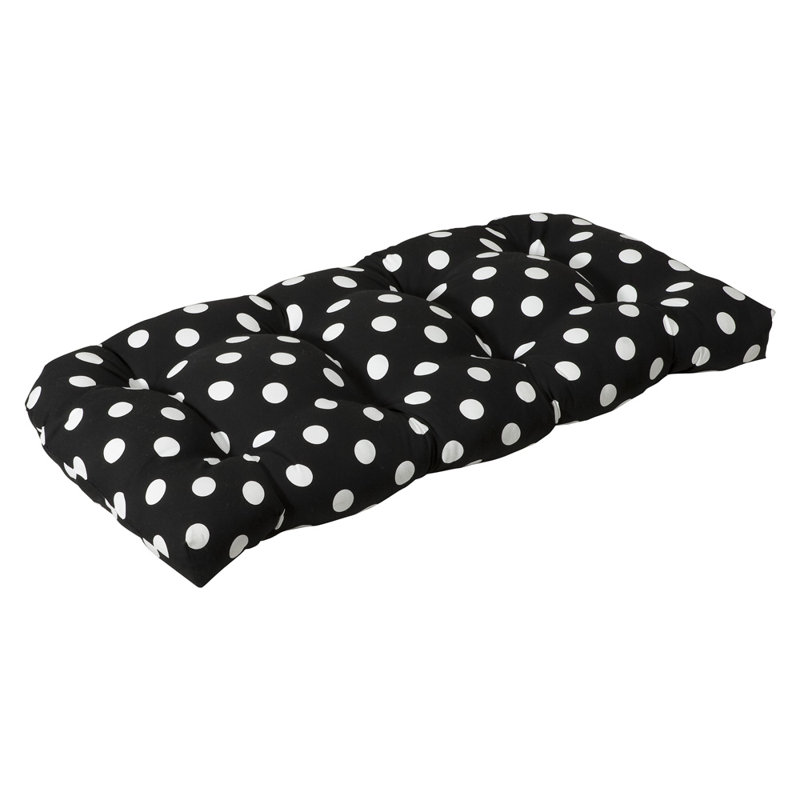 Coussin de siège intérieur / extérieur Renel, Noir / blanc à pois