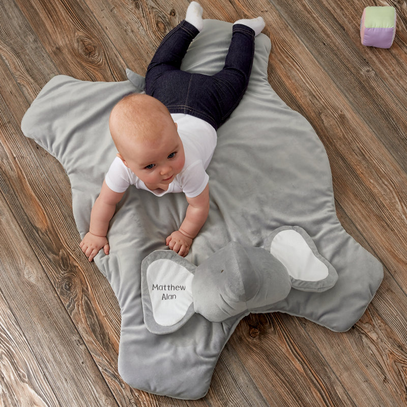 Tapis de jeu en polyester brodé éléphant