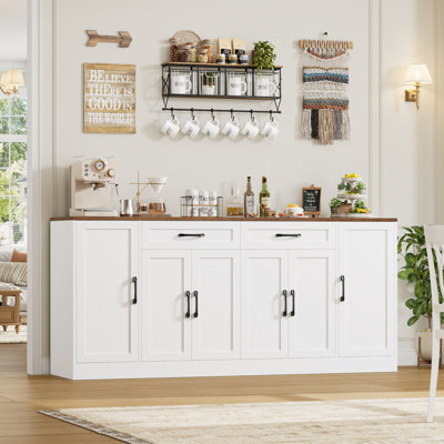 71'' Large Sideboard With Adjustable Shelves And 2 Large Drawers