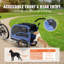 Remorque pour chien, supportant jusqu'à 100 lb, 2-en-1 chariot de transport pour poussette pour animal de compagnie, cadre de chariot pliant facile avec roues à dégagement rapide, coupleur de vélo universel, réflecteurs, drapeau