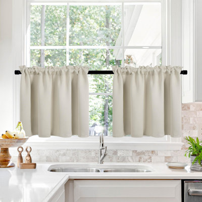 Short Room Darkening Thermal Insulated Window Curtains (Set of 2)