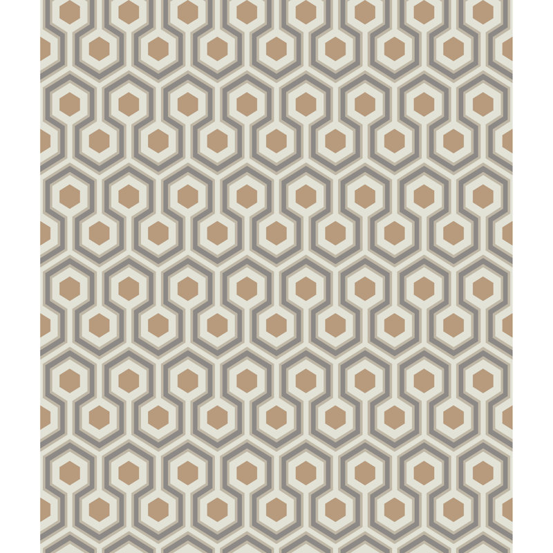 Hicks Hexagon Geometric Wallpaper Roll, Gold/Taupe