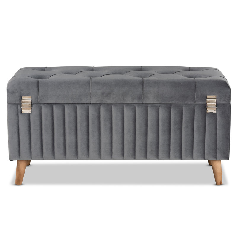Velvet Ottoman, Gray Velvet