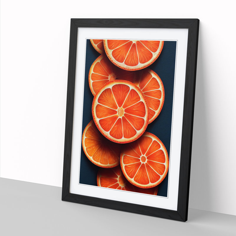 Orange Fruit - Framed Print, 64cm H x 46cm W x 2cm D, Oak