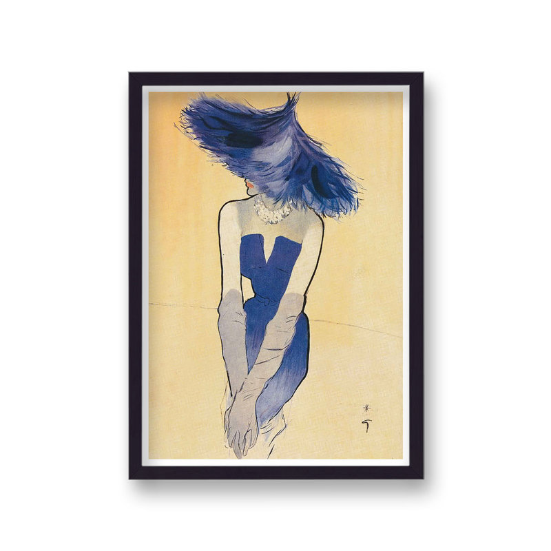 The Blue Hat, Dress Christian Dior Vintage Fashion Print by Rene Gruau - Single Picture Frame Print
