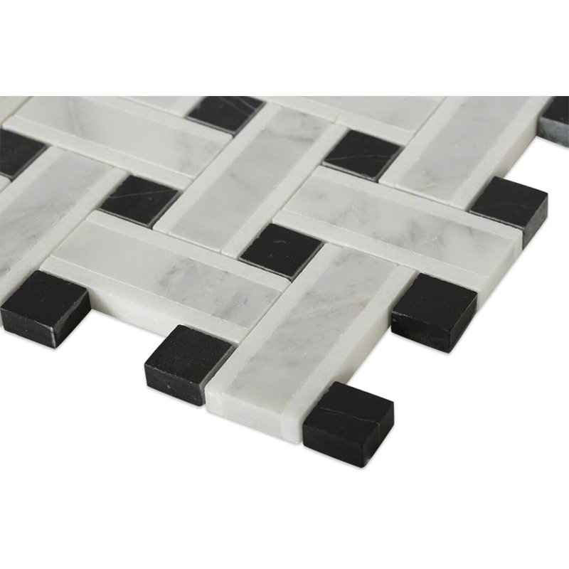 Twine 1x3 Basketweave Polished Marble Mosaic Tile