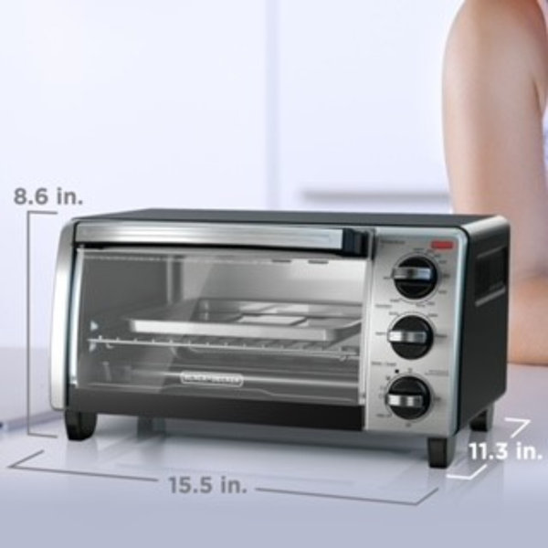 Black+Decker TO3215SS Toaster Oven, 1500 W, 6-Slice, Knob Control