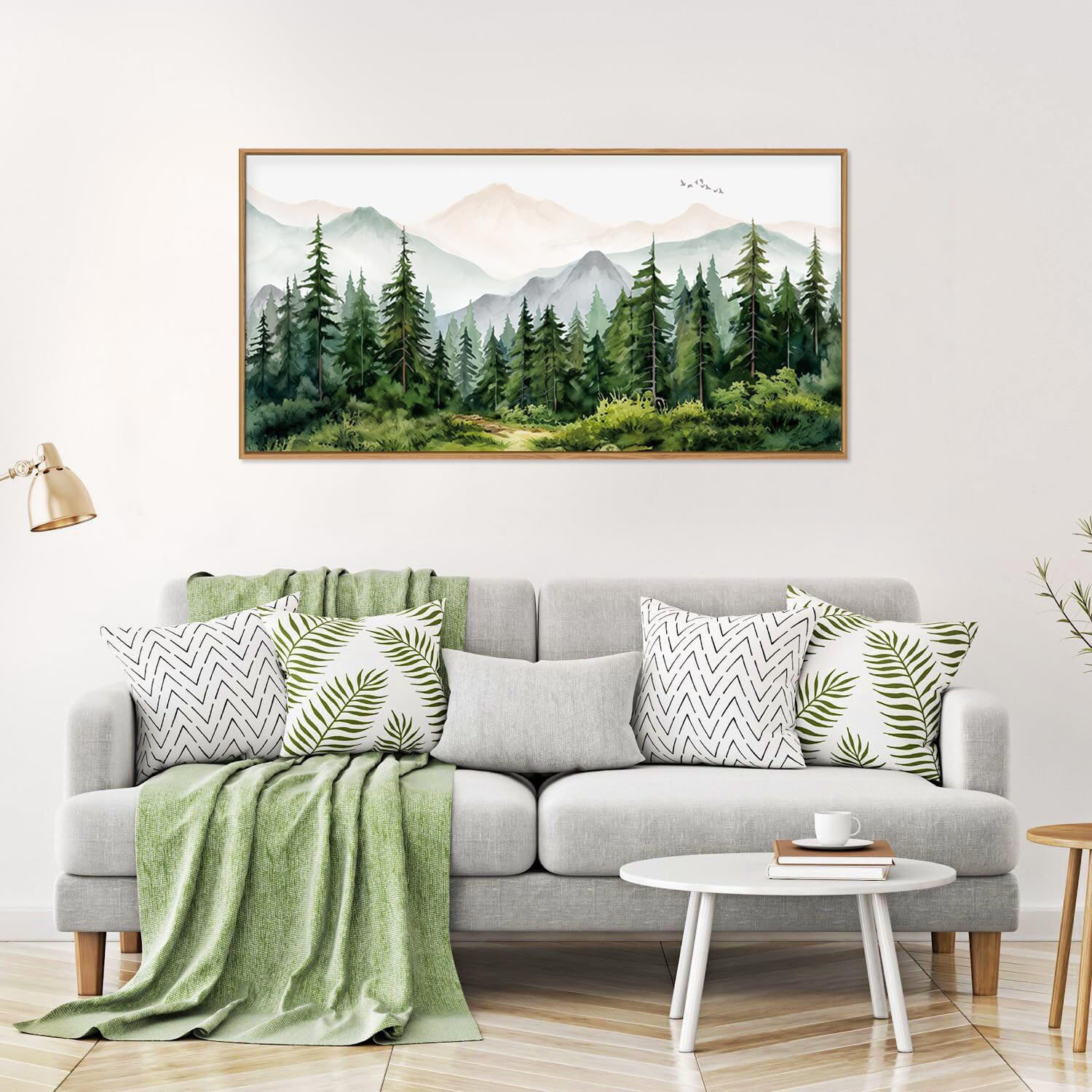 Loon Peak Green Forest Tree Mountain Range Framed Canvas Wall Art ...