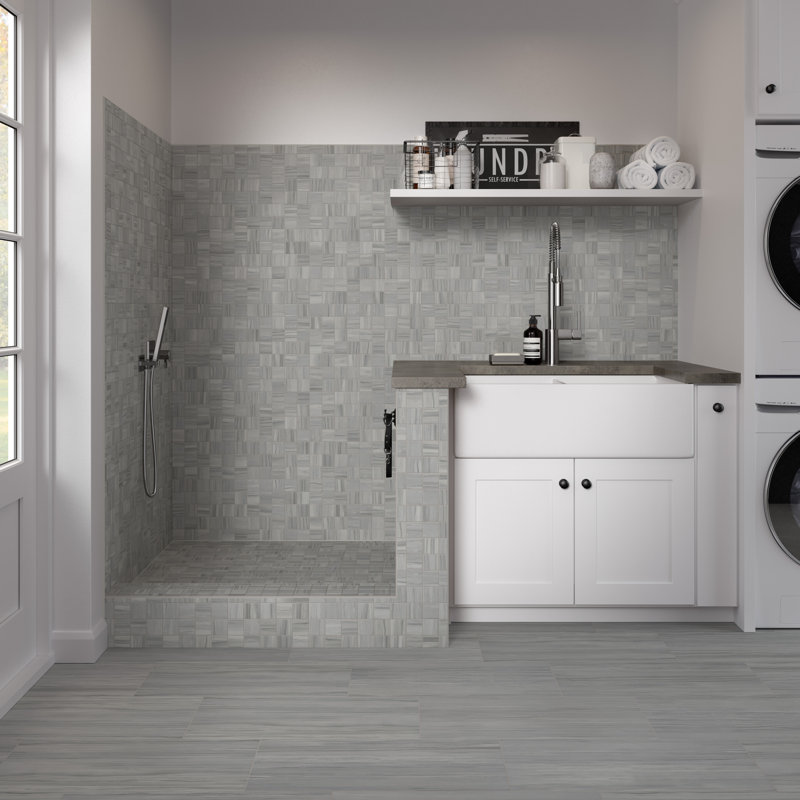 Ciudad 3" x 12" Beveled Ceramic Marble Look Tile, Taupe