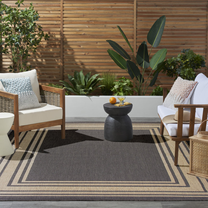 Horizon Indoor/Outdoor Modern Rug, Rectangle 10' x 14', Charcoal