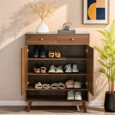 Multi-Functional Modern Minimalist MDF Shoe Cabinet - Perfectly Blends Into Nordic, Japanese, And Industrial Style Homes,Product Dimensions: 34.6*13.7*43 Inches