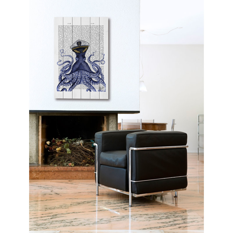 « Captain Octopus »-impression d’art textuel sur bois, H 60 po x l 40po x P 1,5 po