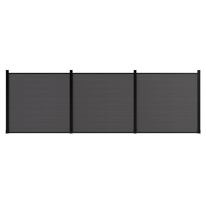 Panneaux de clôture d'intimité en composite 6 pi avec poteau, H 6 pi x l 18 pi, Gris argenté