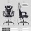 Fauteuil de jeu avec repose-pieds, chaises de jeu à haut dossier, siège de jeu ergonomique en cuir PVC, appui-tête, support lombaire, fauteuil de jeu vidéo (noir et blanc)