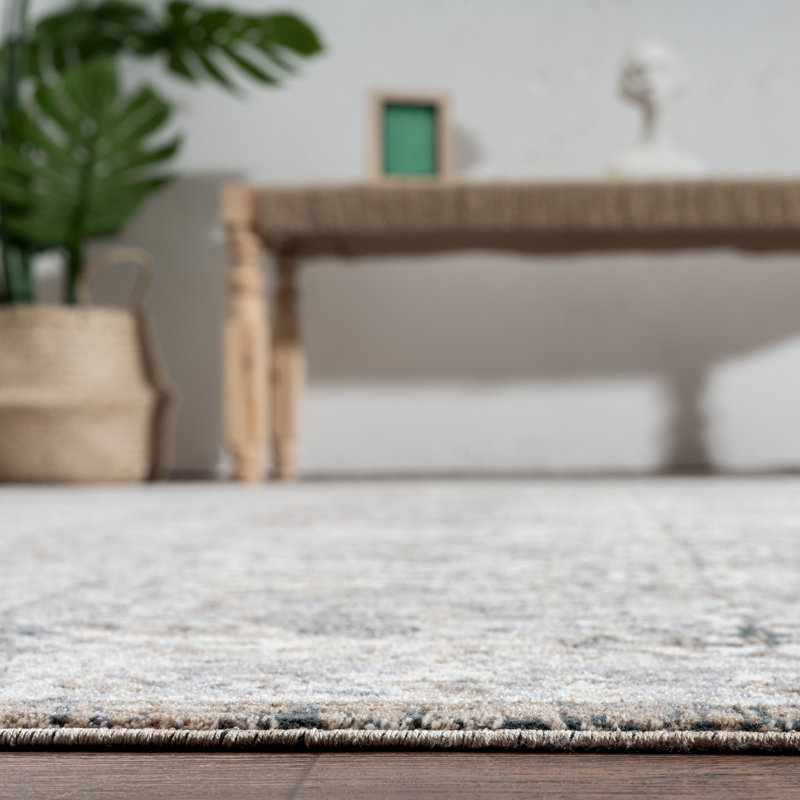 8 Area Rug in Charcoal/Beige, Rectangle 7'6" x 9'6"