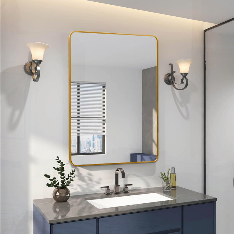 Miroir de salle de bain, Doré, 36 po x 24 po