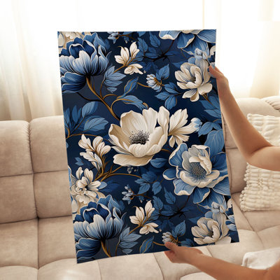 Floral, pivoines bleues V, reproduction d'art classique sans cadre