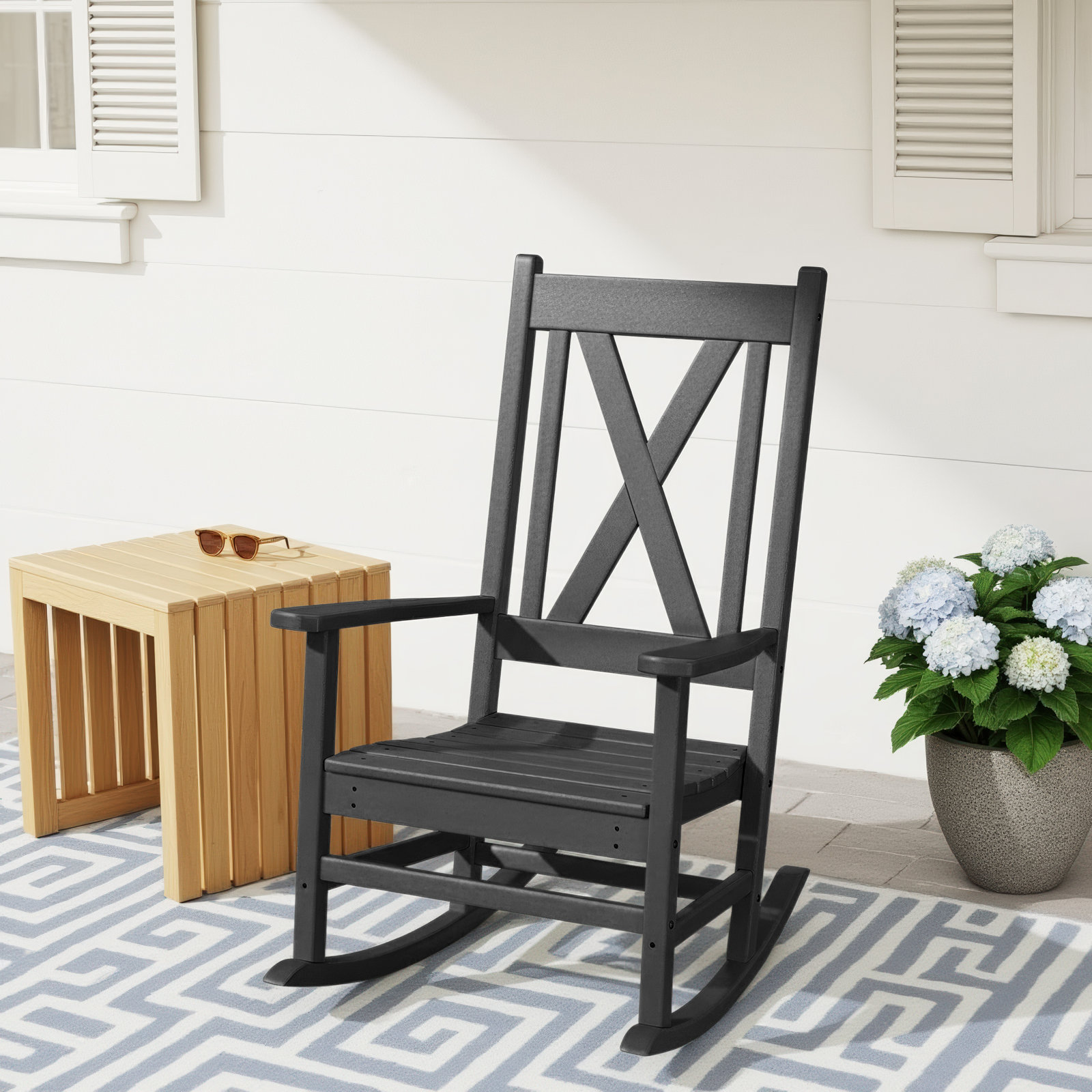 POLYWOOD Braxton Porch Rocking Chair, Black