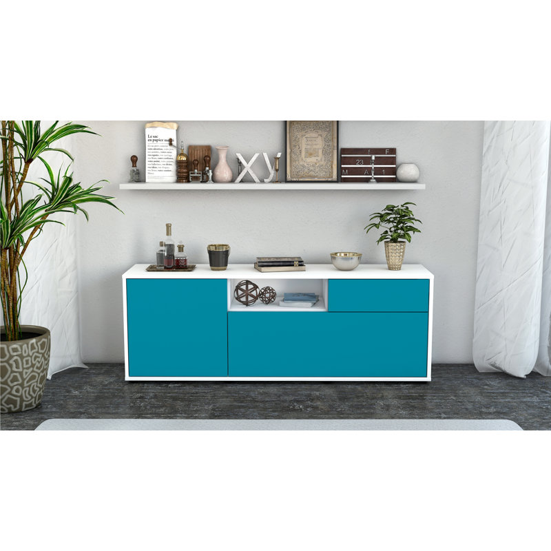 Wyckoff Unfinished TV Stand for TVs up to 60", Turquoise / Matte White