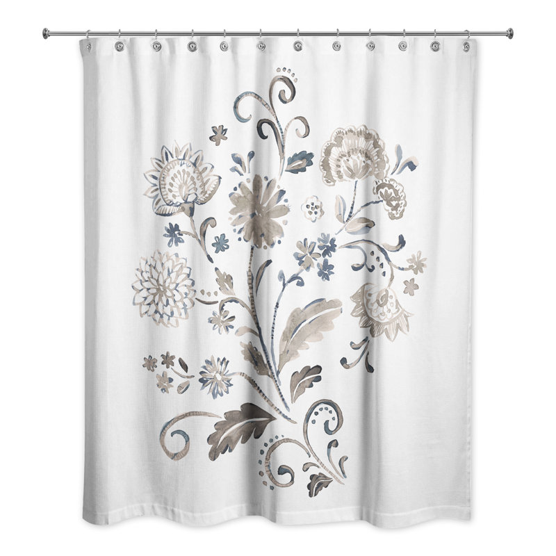 Rideau de douche simple à motif floral Warrenup, Brun