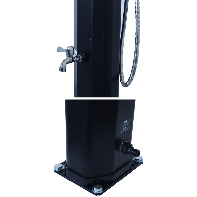 Nandy Solar Powered Temperature Controlled Stainless Steel Free Standing Outdoor Shower with Detachable Shower Head and Footwash Spout