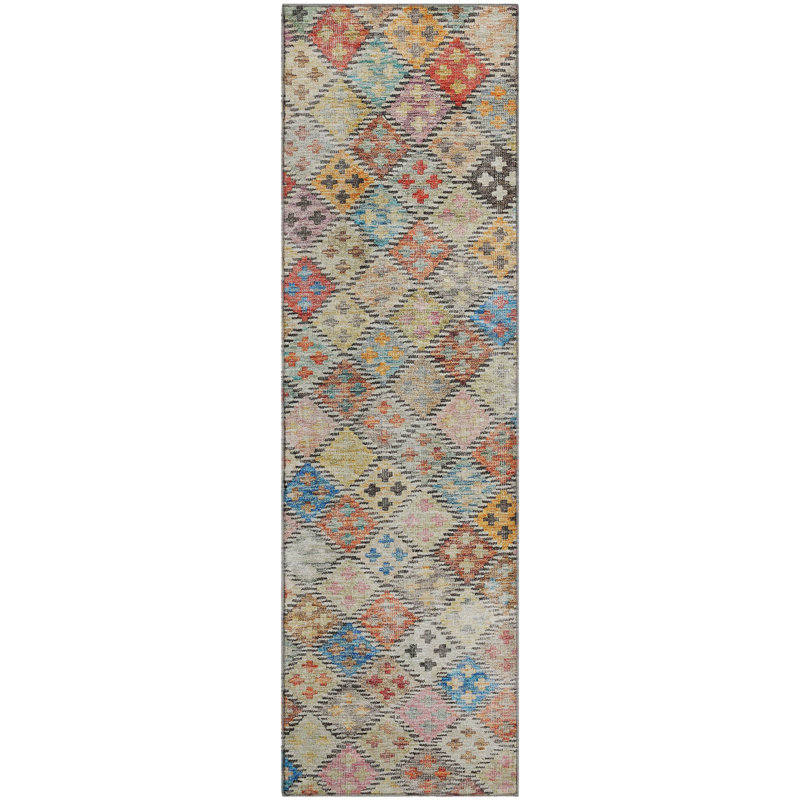 Premium Machine Washable Janicki AMF1081 Geometric Rug, Tapis de couloir 2 pi 3 po x 7 pi 6 po