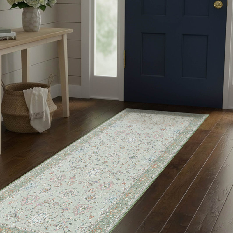 Laura Ashley Aure Machine Washable Imagine Printed Chenille Rugs 1-Piece, Runner 2'2" x 6', Sage