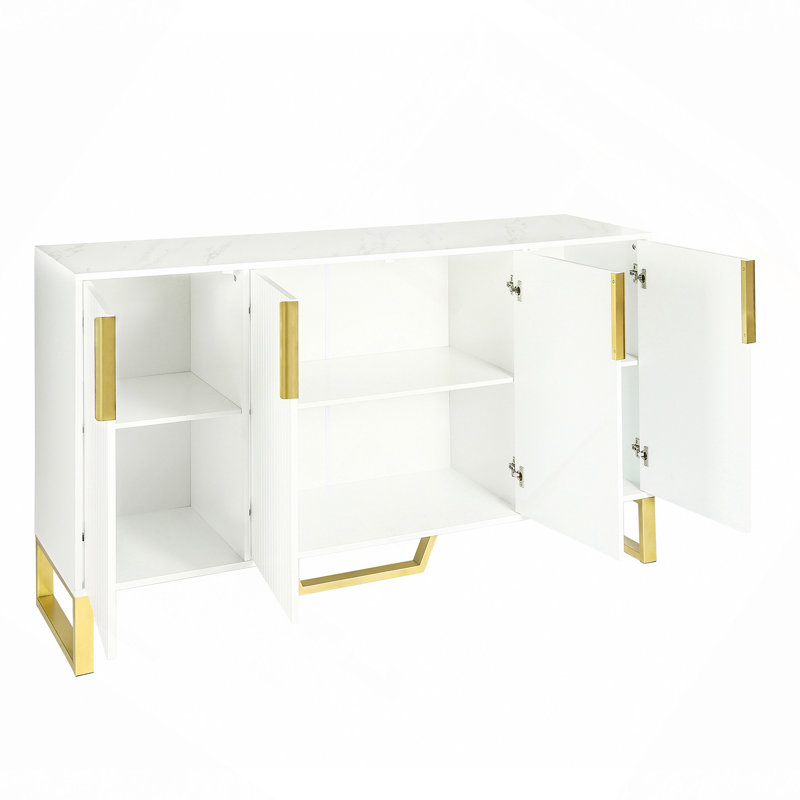 Armoire de rangement, Blanc / Doré