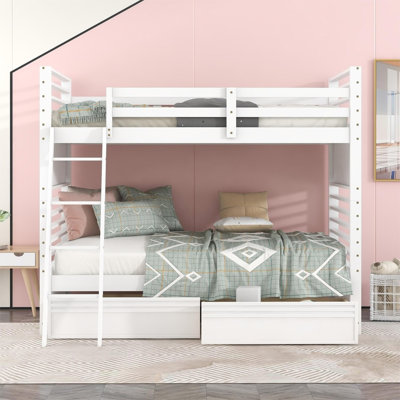 Twin Over Twin Wood Bunk Bed With Two Drawers -  Alcott HillÂ®, 280B037969674E4387D379F1559A0CEA