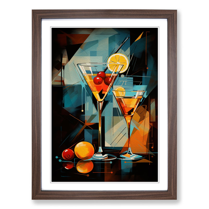 Single Picture Frame Print on Wood, Walnut Framed, 34cm H x 25cm W