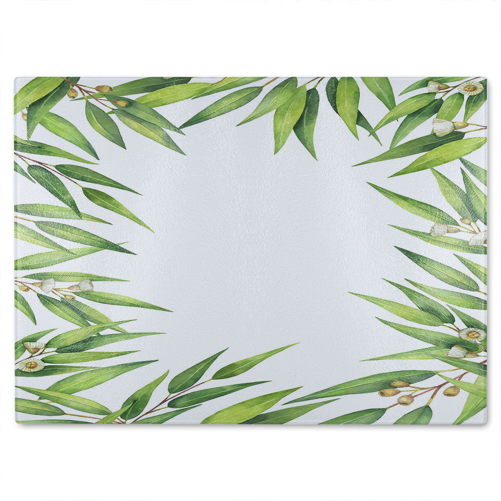 Leaves Border Glass Chopping Board