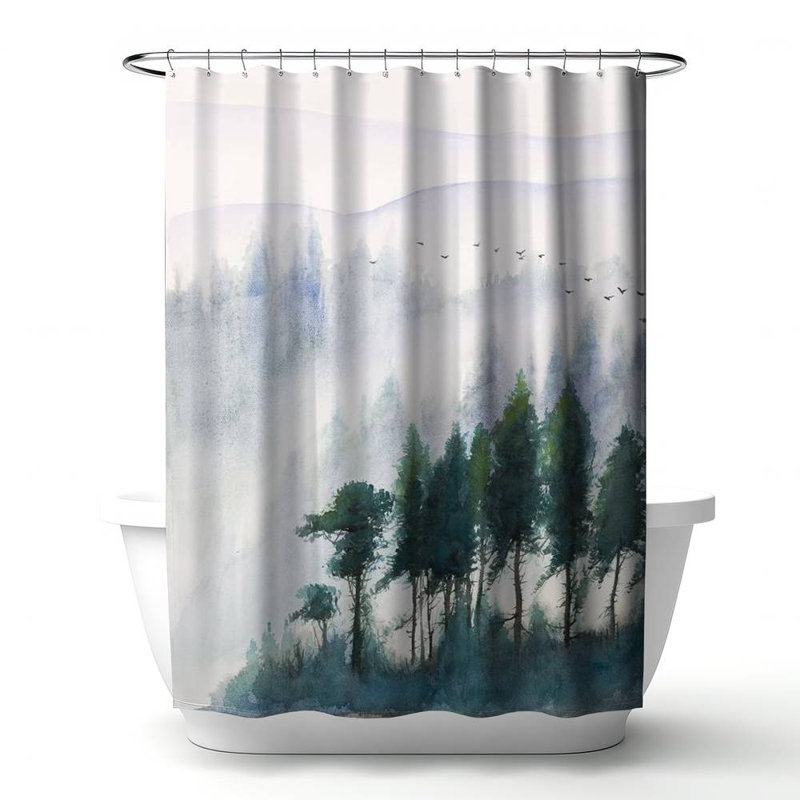 Shower Curtain LA102 – Polyester Shower Curtain, Dye Sublimation Print, 71" W × 74" L, Blue