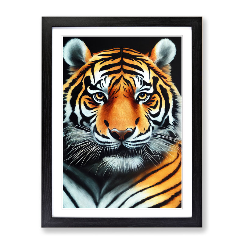 FRM-V0523-2517X Tiger Portrait Vol.5 - Single Picture Frame Print, Black, 64cm H x 46cm W x 2cm D