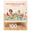 Table de jeu en bois pour enfants avec plateau réversible, ensemble multicolore 120 pièces et bac de rangement pliable pour 3 ans et plus