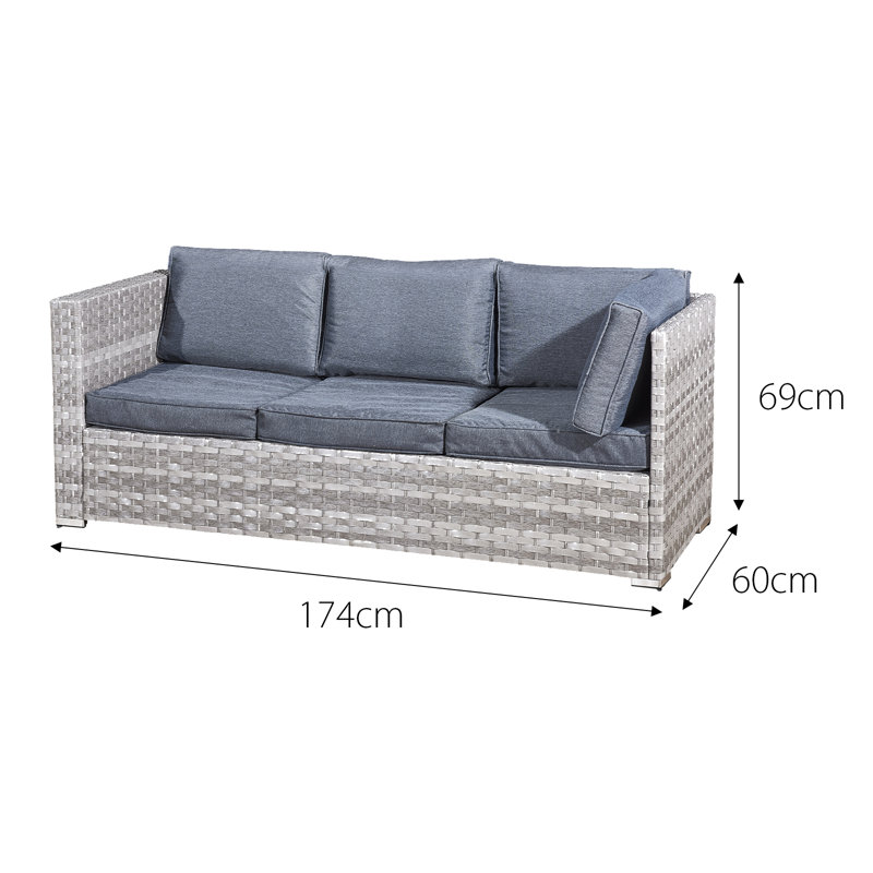 Acorn Rattan 6 Seat Corner Sofa Set, Grey
